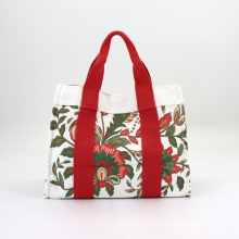 Custom Women Floral Canvas Shoulder Tote Bag